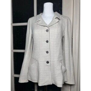 Chanel Cream & Light Gray Wool Blend Jacket  Size 36